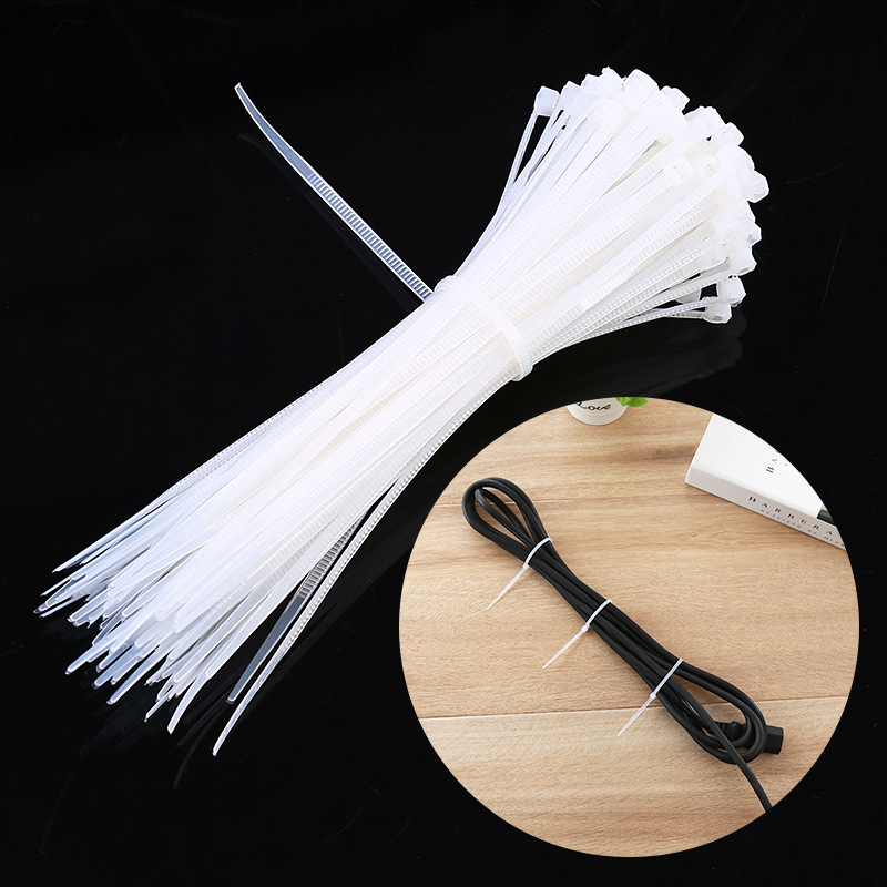 Household Plastic Wire Network Cable Fixed Clip Nail-Free Winding Cable Clamp Buckle 100 Self-Locking Nylon Cable Tie