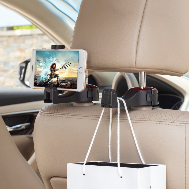 Car Multifunction Mobile Phone Holder Hook Car Creative Rear Headrest Hook Car Lock Buckle Mobile Phone Bracket