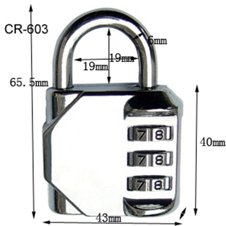 Password Lock Wholesale 3-Digit Padlock Coded Lock of Bags and Suitcases Zinc Alloy Anti-Metal Padlock with Password Required CH-603