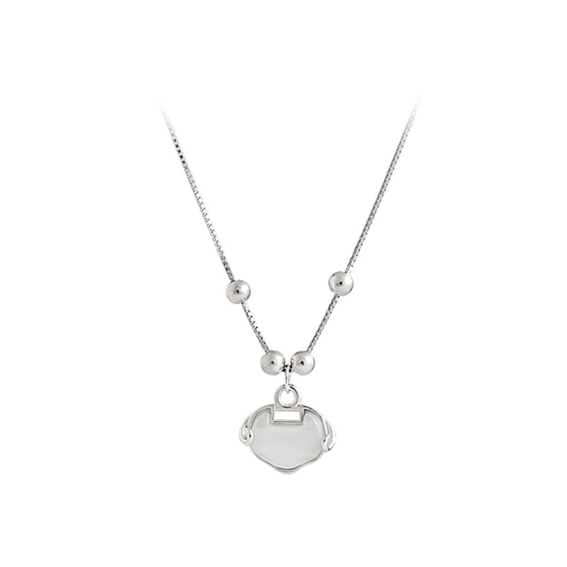 S925 silver ruyi safety lock pendant necklace female xiangyun fu lock niche design light luxury high sense korean simple