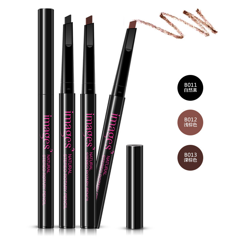 Images Three-Dimensional Rotary Eyebrow Pencil Lock Color Waterproof Sweat-Proof Natural Smooth Thick Eyebrow Pencil Makeup Wholesale