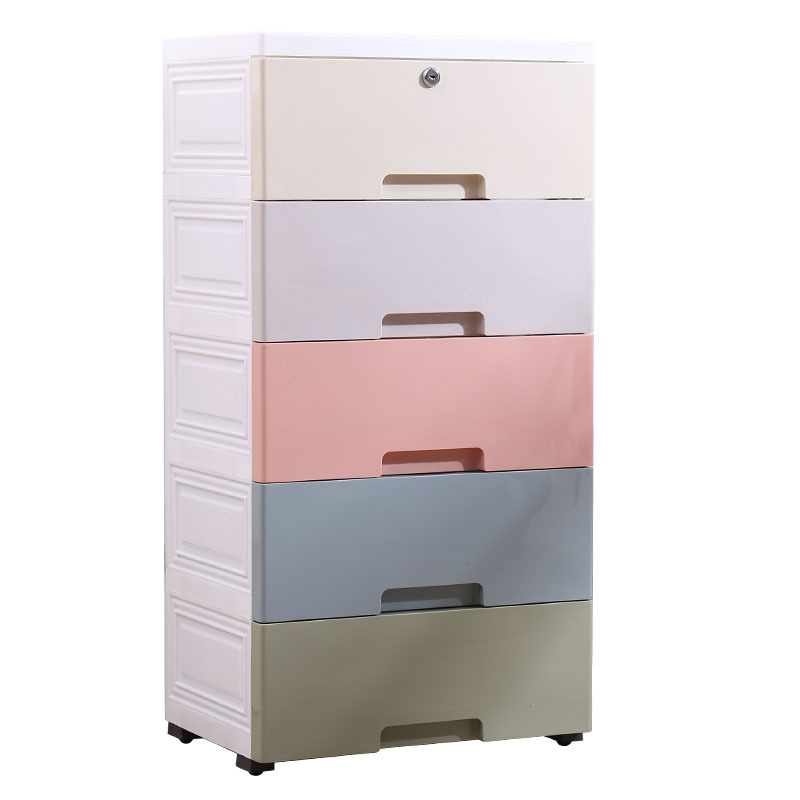 42-Side Cartoon Storage Cabinet Drawer Plastic Baby Organizing Cabinet Thickened Multilayer Storage Storage Box with Lock