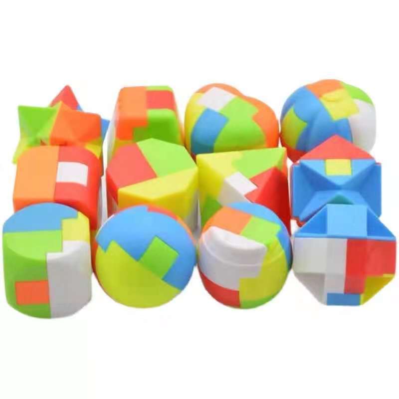 Cross-Border Christmas Gift Box round Heart-Shaped Burr Puzzle Decompression Lock Plastic Puzzle Burr Puzzle Building Blocks Student Disassembly Toys