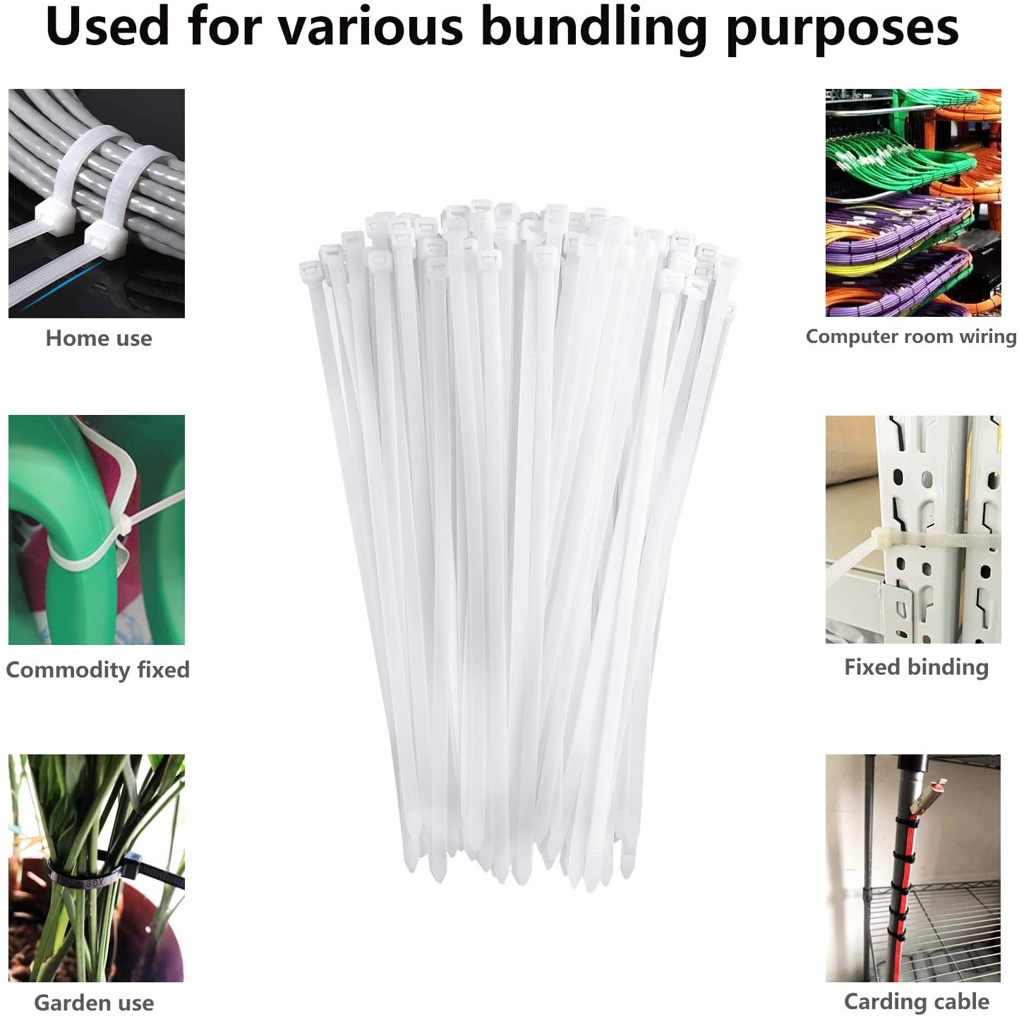 Wire Zipper Tie Heavy-Duty Self-Locking Nylon Cable Tie 100 Pieces White Color 10in Transparent Nylon Zipper Band