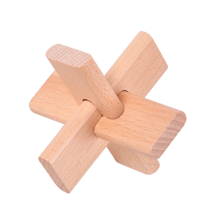 Adult Classical Wooden Educational Toys Burr Puzzle Lu Ban Ball Tee Lock Beech