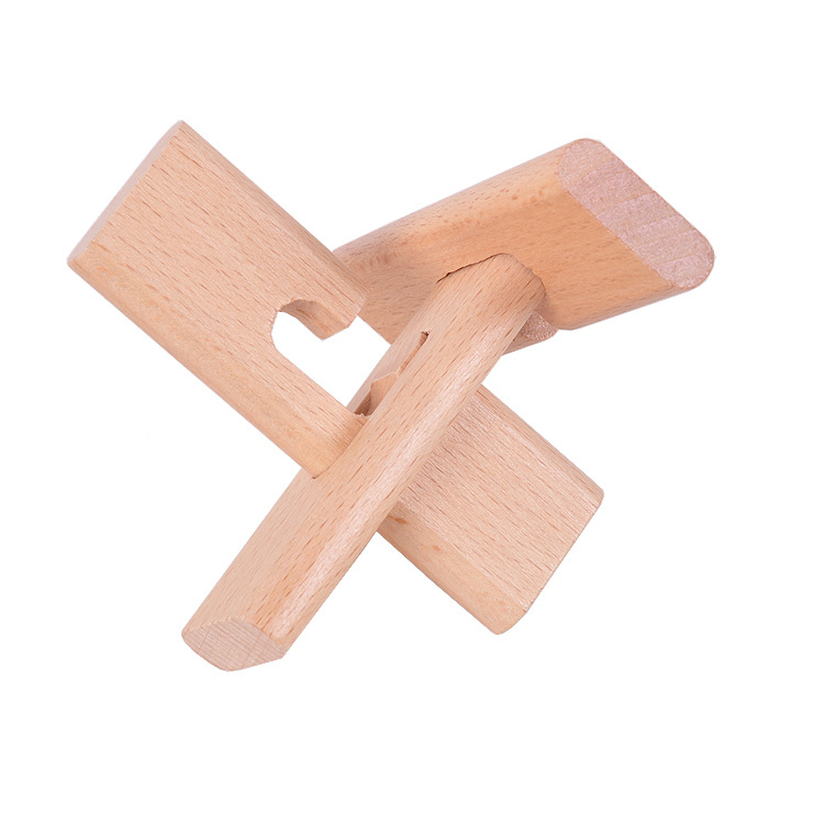Adult Classical Wooden Educational Toys Burr Puzzle Lu Ban Ball Tee Lock Beech