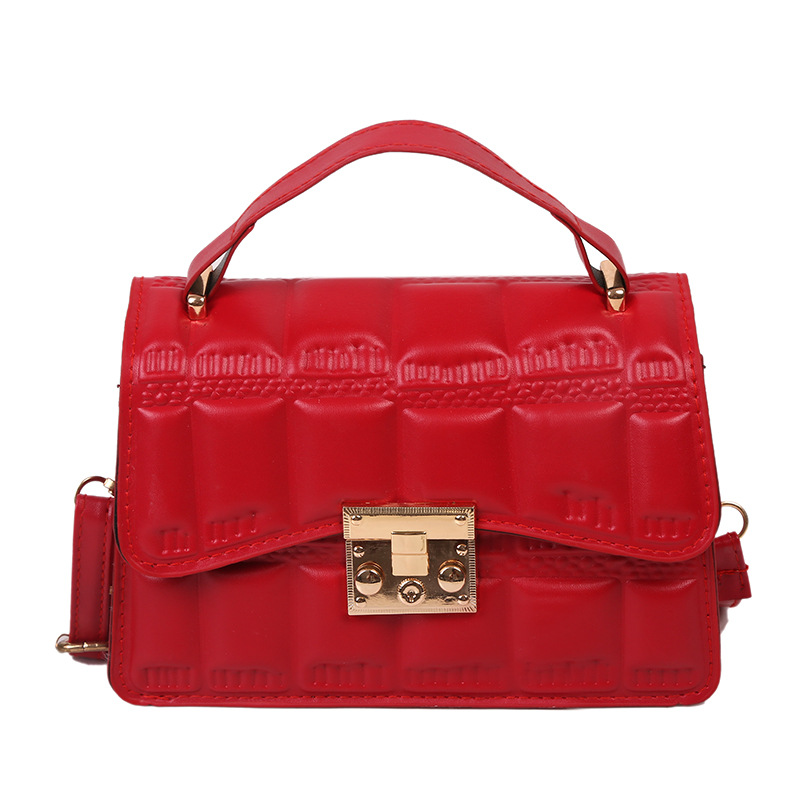 Textured Lock Crossbody Bag Women 2021 Early Autumn New Fashion Casual Handbag Simple Shoulder Small Square Bag Women