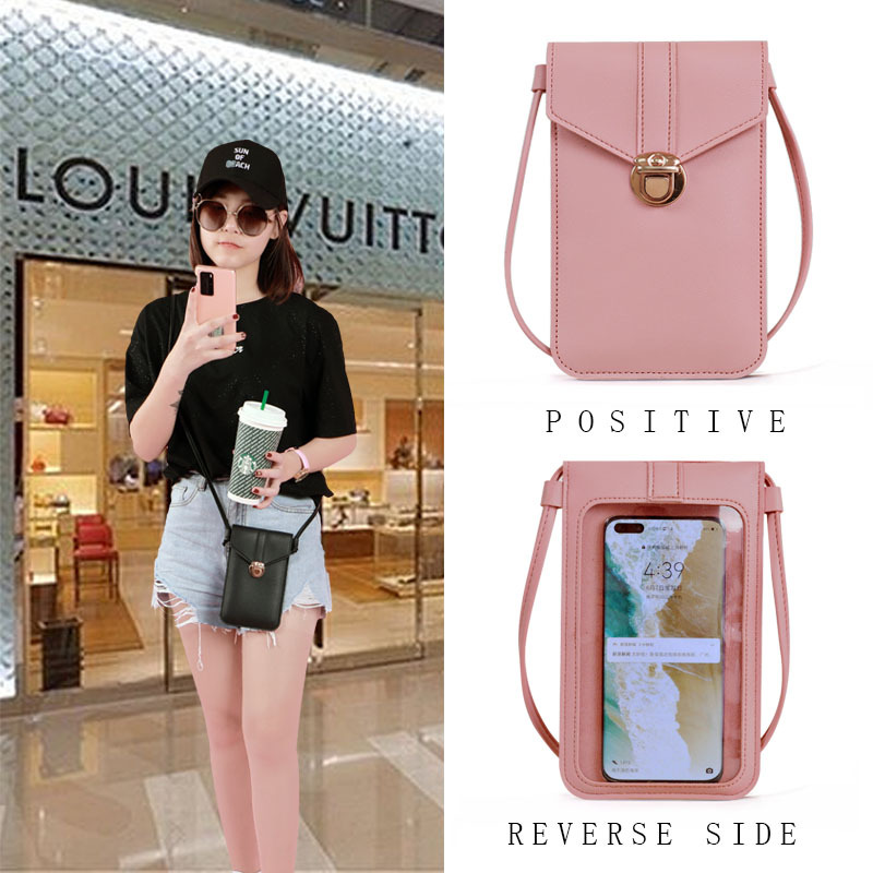Strap Women&#039;s Fashionable Lock Crossbody PU Leather Touch Screen Mobile Phone Wallet Women&#039;s Retro Student Hasp Small Wallet