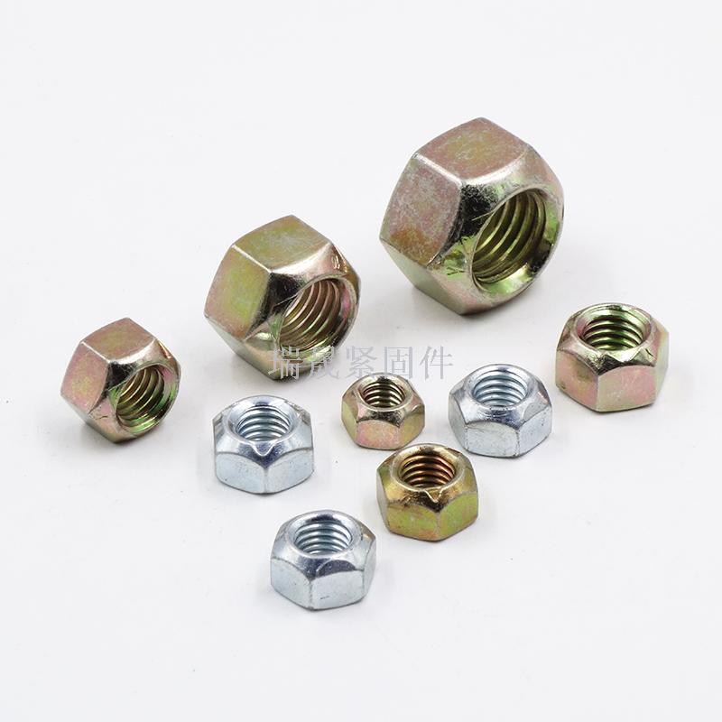 Manufacturer direct hexagonal hexagon lock nut with flat hole, galvanized hexagon nut national standard flat nut