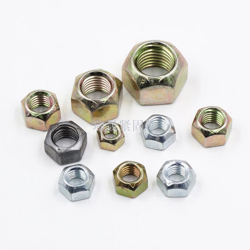 Manufacturer direct hexagonal hexagon lock nut with flat hole, galvanized hexagon nut national standard flat nut