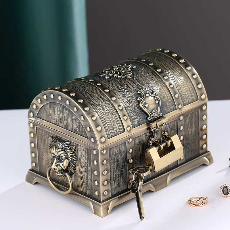 European-Style Treasure Chest Jewelry Box Vintage with Lock Jewelry Box Birthday Gift Girls Gifts Court Antique Storage Box