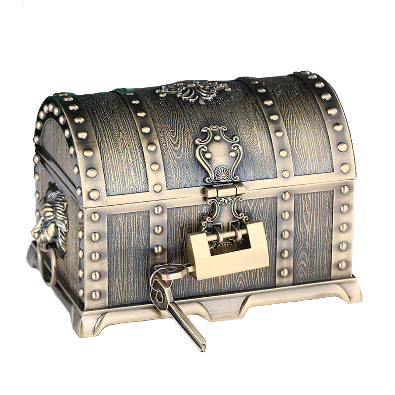European-Style Treasure Chest Jewelry Box Vintage with Lock Jewelry Box Birthday Gift Girls Gifts Court Antique Storage Box