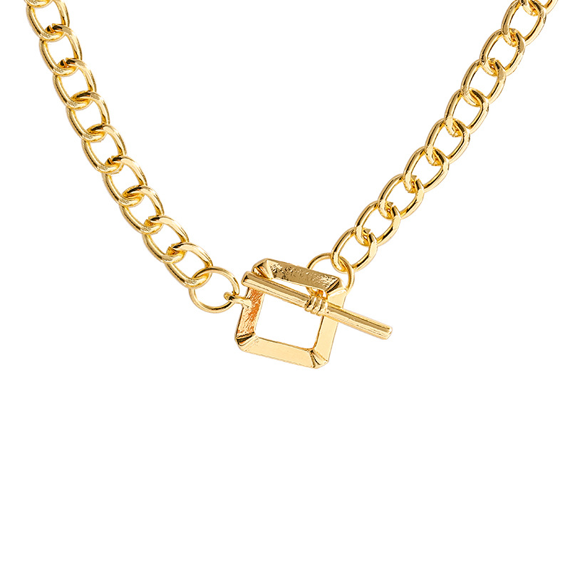 Europe and America Creative Square Lock Necklace for Women Niche Normcore Bag Simple Chunky Chain Necklace Street Fashion All-Match Ornament