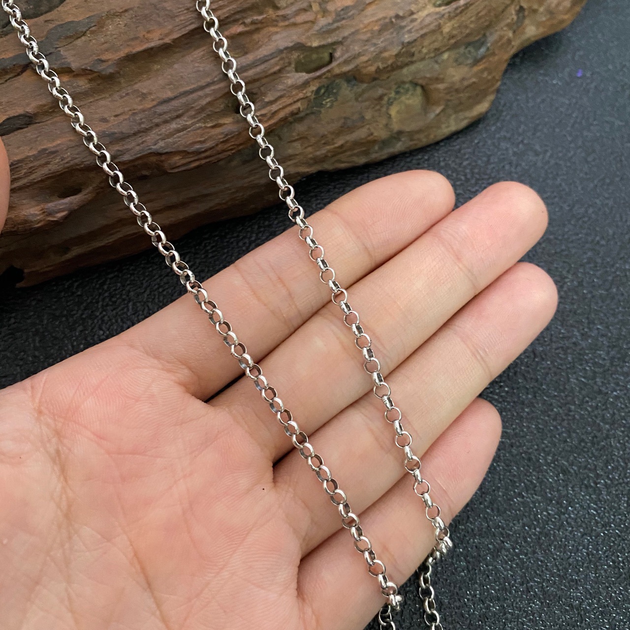 S925 Sterling Silver Double Hook Chain O-Shaped Necklace Lock of Good Wishes Clavicle Necklace Retro National Style Lock Necklace Sweater Chain
