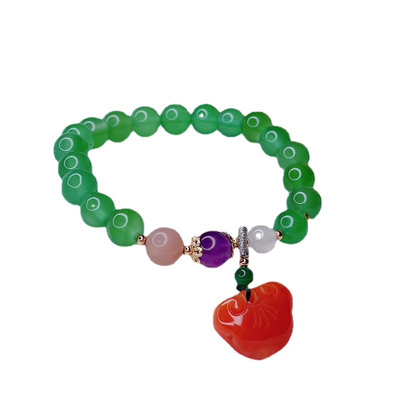 New Jinsi Jade Lock of Good Wishes Bracelet Women&#039;s Retro Chinese Style Ethnic Agate Bracelet Lucky Bracelet Wholesale
