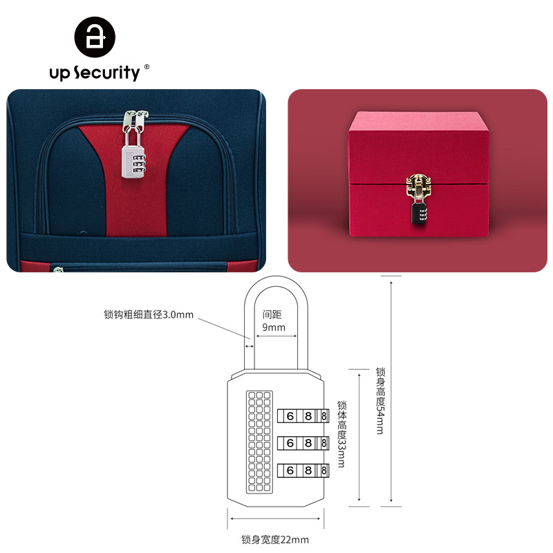 Wardrobe Wine Bottle Schoolbag Password Lock of Trolley Case Padlock with Password Required AntiTheft Small Lock US193