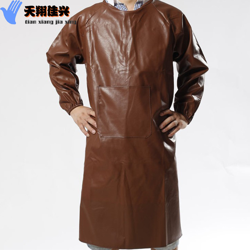 As above, ZIP-lock leather long sleeve leather apron or oil resistant, wear-resistant, thickened chemical overalls PU