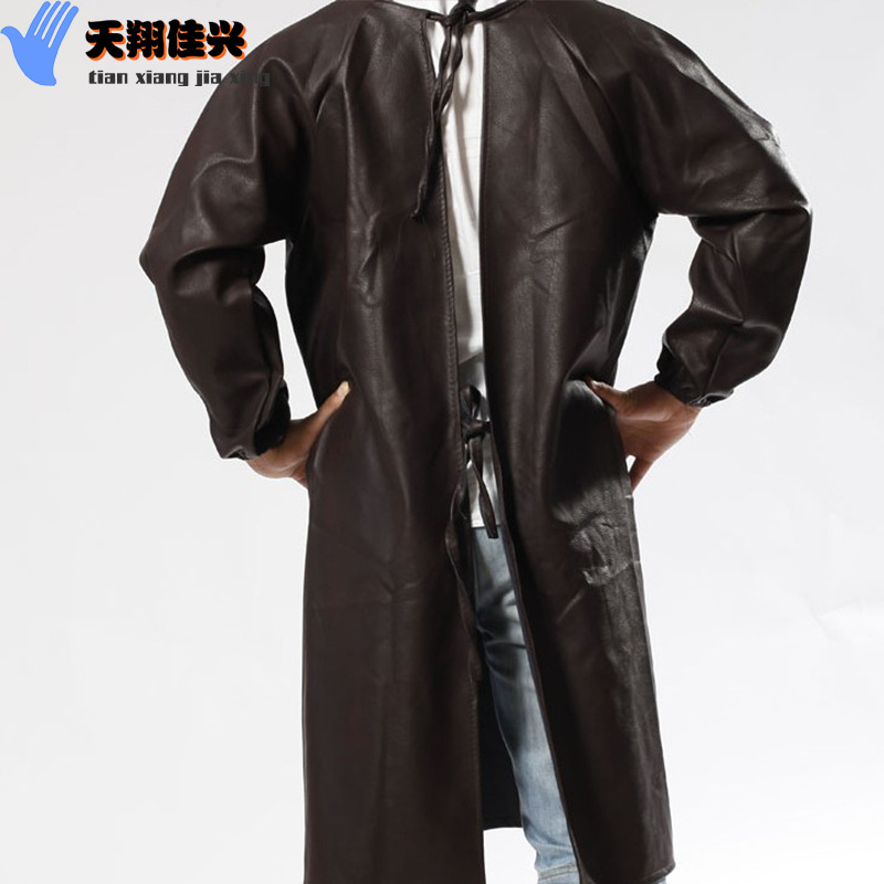 As above, ZIP-lock leather long sleeve leather apron or oil resistant, wear-resistant, thickened chemical overalls PU