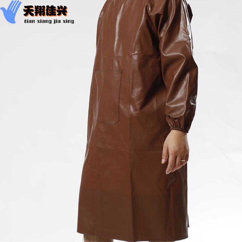 As above, ZIP-lock leather long sleeve leather apron or oil resistant, wear-resistant, thickened chemical overalls PU