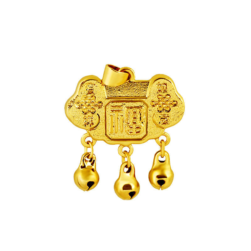 Factory Supply Same Xiangyun TikTok Lock of Safeness and Luck Necklace Female Bell Concentric Ancient Style Longevity Lock Pendant