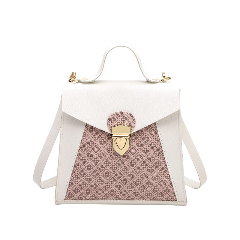 2021 New Fashion Printed Women&#039;s Bag Lock Catch Small Square Bag Shoulder Messenger Bag Portable Phone Bag Contrast Color Small Bags