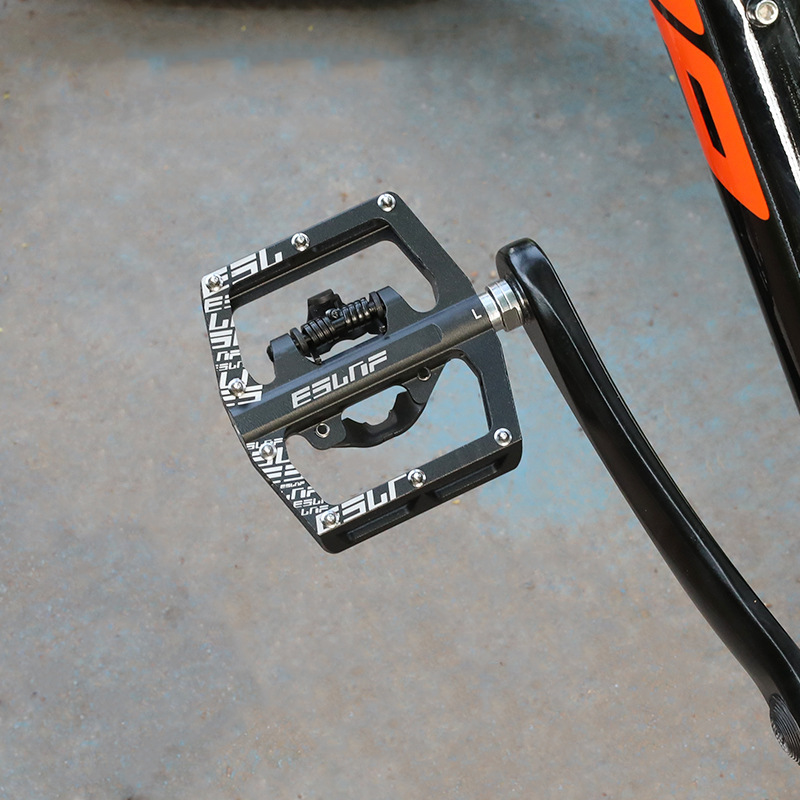 Dual-Use Bearing Lock Pedal Turn Flat Pedal Aluminum Alloy Pedal Riding Mountain Bike Pedals Cross-Border Supply