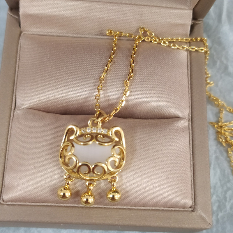 Opal Safety Lock Necklace Women&#039;s Light Luxury Minority Design Clavicle Chain New Xiaohongshu Girlfriends Birthday Gift