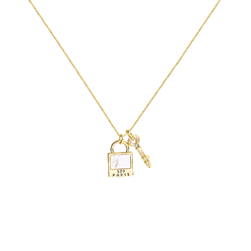 Fashion Necklace Women&#039;s Personality Japanese and Korean Style Pendant Clavicle Chain Light Luxury Letter Lock Head Retro Temperament Necklace