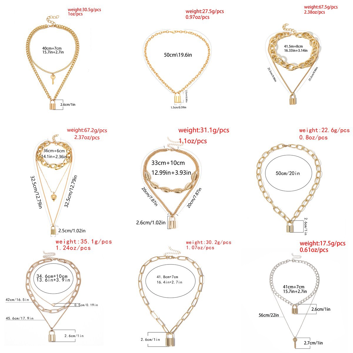 Ornament Creative Fashion Elements All-Match Europe and America Cross Border Simple Retro Key Lock Pendant Necklace for Women