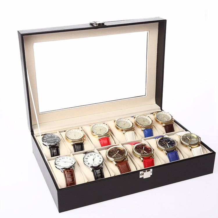 6-Bit 10-Bit 12-Bit Multiple Watch Box Wooden PU Leather Watch Box with Lock Watch Box Storage Display Box