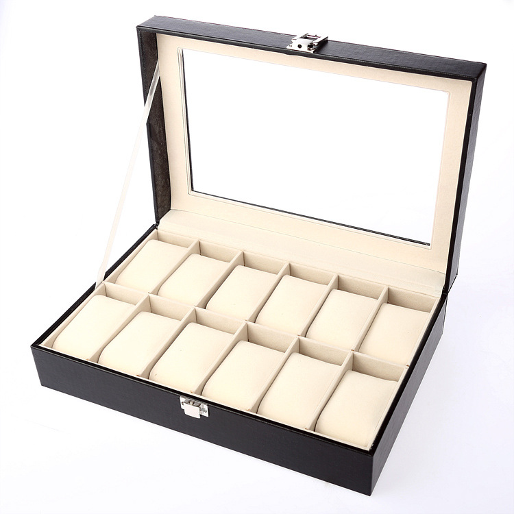 6-Bit 10-Bit 12-Bit Multiple Watch Box Wooden PU Leather Watch Box with Lock Watch Box Storage Display Box
