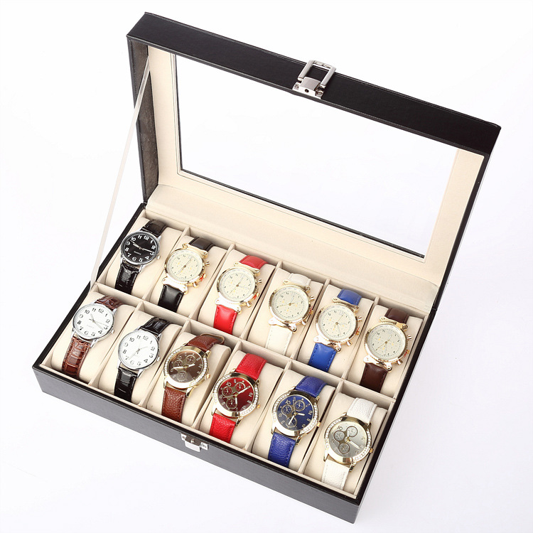 6-Bit 10-Bit 12-Bit Multiple Watch Box Wooden PU Leather Watch Box with Lock Watch Box Storage Display Box