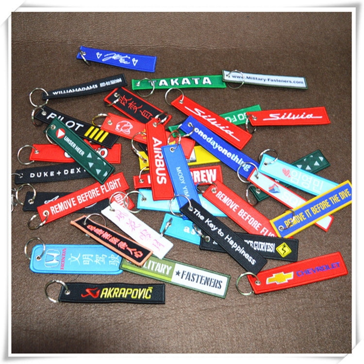 Twill double-sided lock computer design aviation baggage tag car racing embroidery key chain pendant