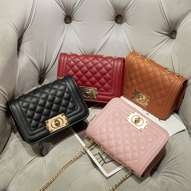 Manufacturer Wholesale Women&#039;s Bags Diamond Embroidery Thread Lock Latch Chain Bag 2021 Korean Style Summer and Autumn New Collection Personalized Crossbody Shoulder Bag