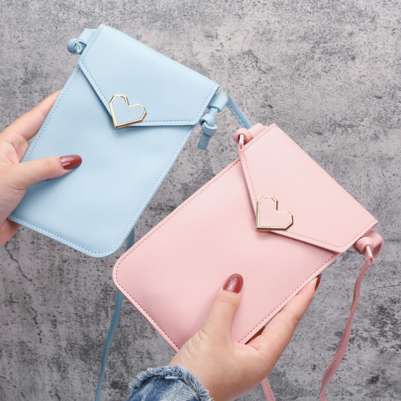 Factory Direct Sales Women&#039;s Fashion Lock Crossbody PU Leather Touch Screen Mobile Phone Wallet Women&#039;s Retro Student Hasp Small Wallet