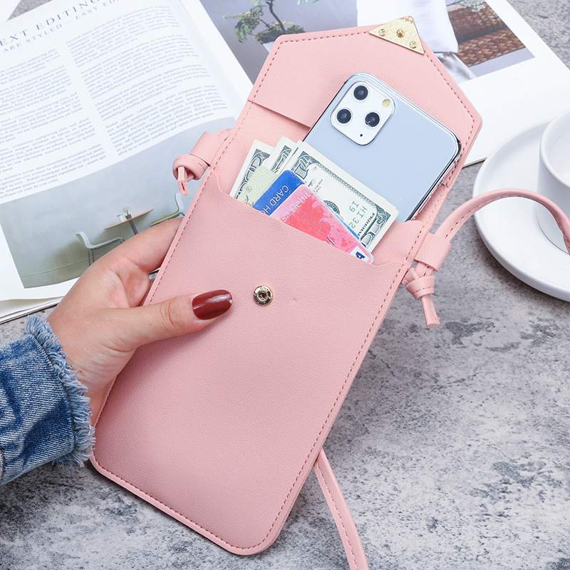 Factory Direct Sales Women&#039;s Fashion Lock Crossbody PU Leather Touch Screen Mobile Phone Wallet Women&#039;s Retro Student Hasp Small Wallet