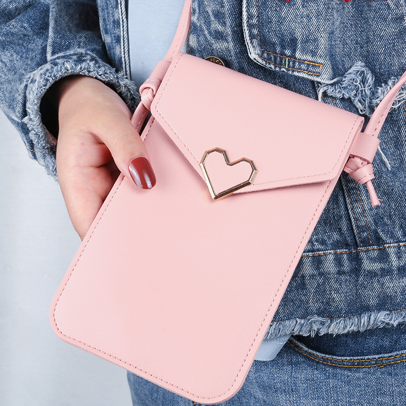 Factory Direct Sales Women&#039;s Fashion Lock Crossbody PU Leather Touch Screen Mobile Phone Wallet Women&#039;s Retro Student Hasp Small Wallet