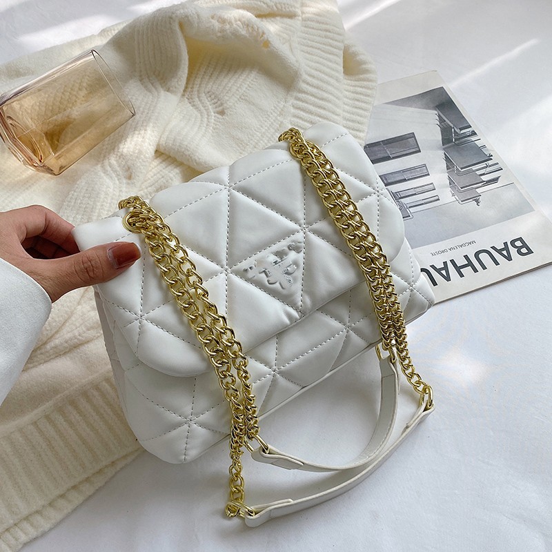 2022 New Diamond Embroidery Thread Handbag Simple All-Match Twist Lock Small Square Bag Messenger Bag for Women