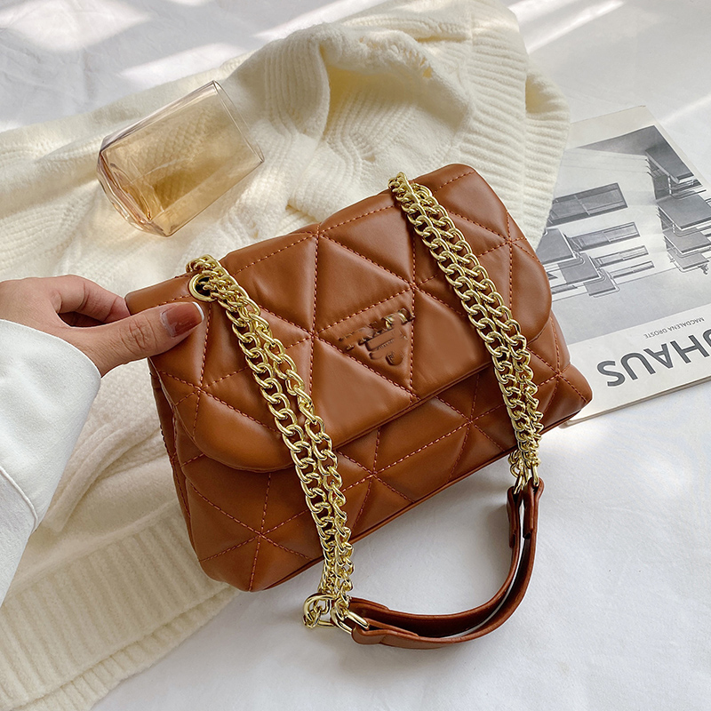 2022 New Diamond Embroidery Thread Handbag Simple All-Match Twist Lock Small Square Bag Messenger Bag for Women