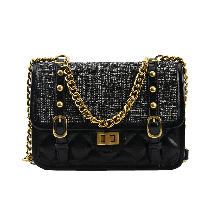 Korean Style 2021 Winter New Arrival Metallic Shoulder Simple Fashion Crossbody Lock Small Square Bag