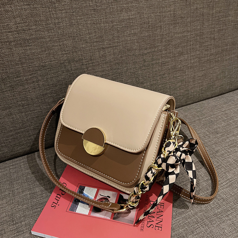 Winter One-Shoulder Portable Crossbody Fashion Contrast Color Lock Small Square Bag Foreign Trade Cross-Border Trendy Women&#039;s Bags One Piece Dropshipping
