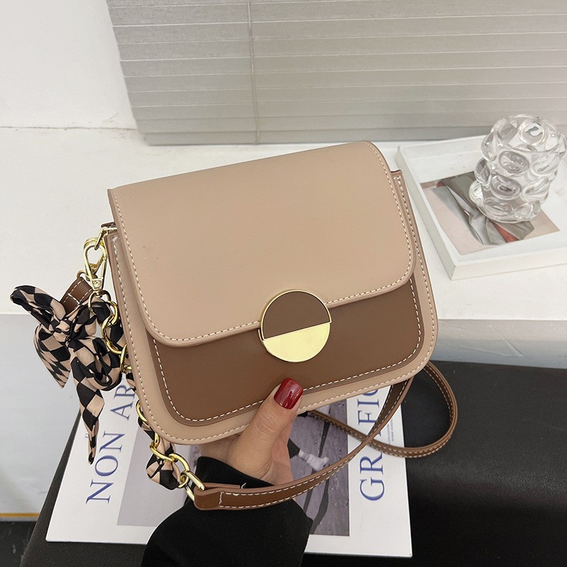 Winter One-Shoulder Portable Crossbody Fashion Contrast Color Lock Small Square Bag Foreign Trade Cross-Border Trendy Women&#039;s Bags One Piece Dropshipping