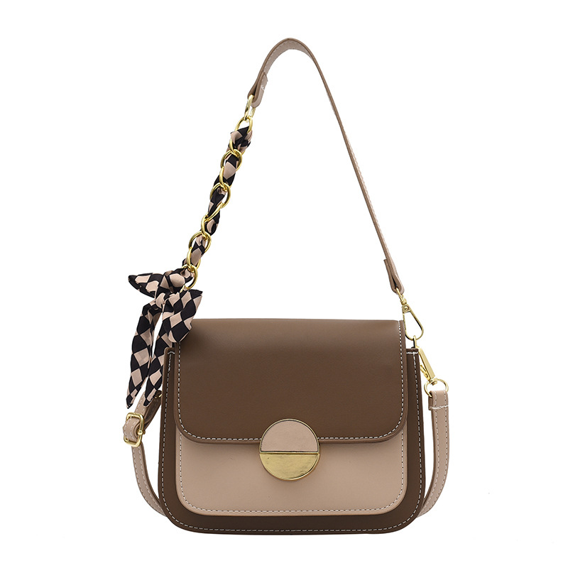 Winter One-Shoulder Portable Crossbody Fashion Contrast Color Lock Small Square Bag Foreign Trade Cross-Border Trendy Women&#039;s Bags One Piece Dropshipping