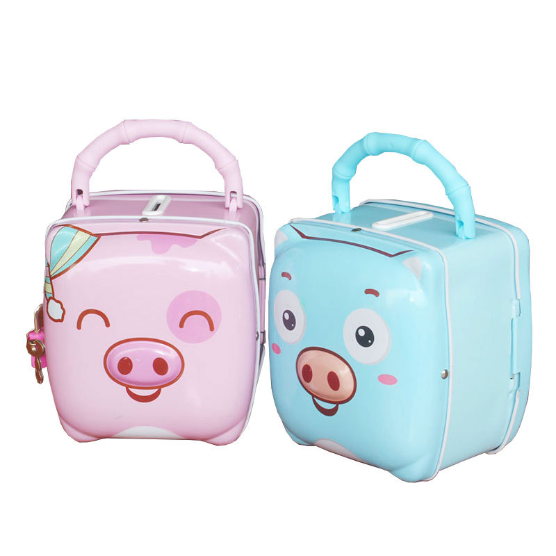 Children&#039;s Breaking-Proof Saving Box Cash Box Cute with Lock Boys and Girls Coin Bank Iron Money Box Birthday Gift