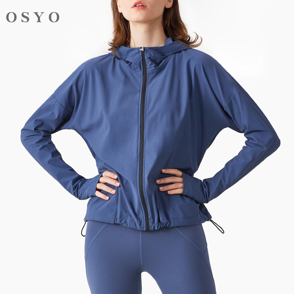 2021 New Close Lock Zipper Hooded Workout Clothes Casual Loose Quick-Drying Wind Shield European and American Running Sportswear