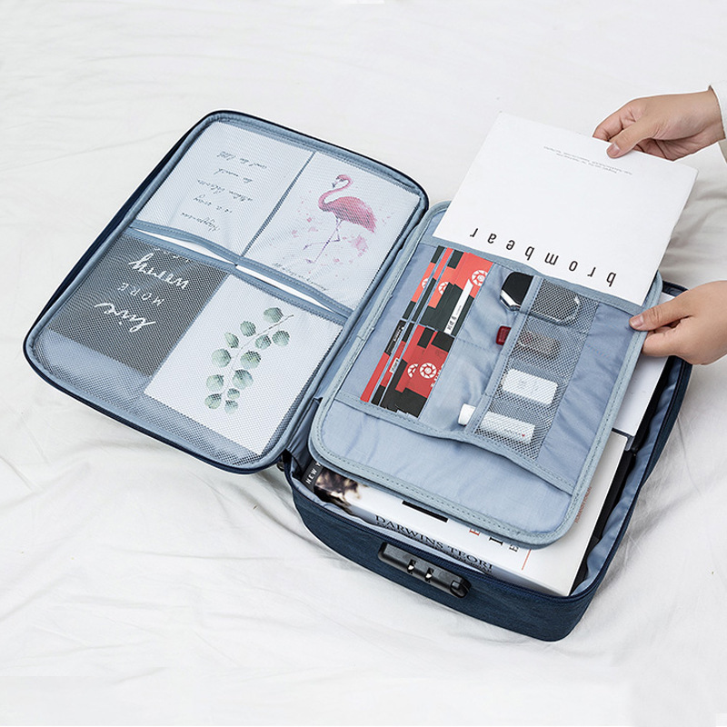 Large Capacity Double-Layer Password with Lock File Luggage Organizing Folders Certificate Bag Multi-Functional Credentials Storage Bag