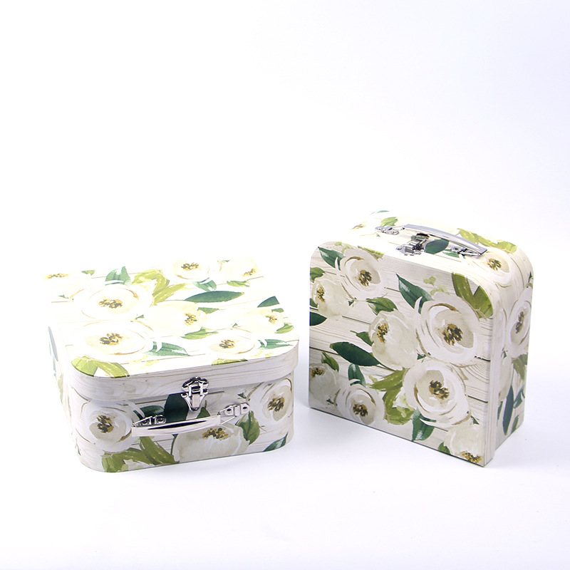 Spot Rose square hand box two-piece set with lock wedding gift box flower box with hand gift box two boxes