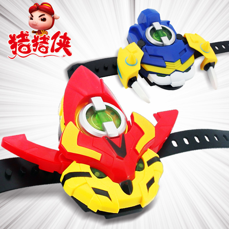Pig Man&#039;s Super Cute Pet Heart Five Spirit Full Set Super Star Lock Iron Fist Tiger Wu Deformation Toy Shapeshifting Robot Watch
