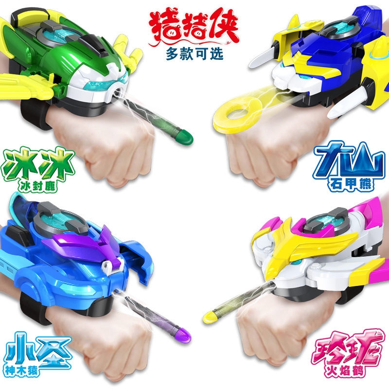 Pig Man&#039;s Super Cute Pet Heart Five Spirit Full Set Super Star Lock Iron Fist Tiger Wu Deformation Toy Shapeshifting Robot Watch