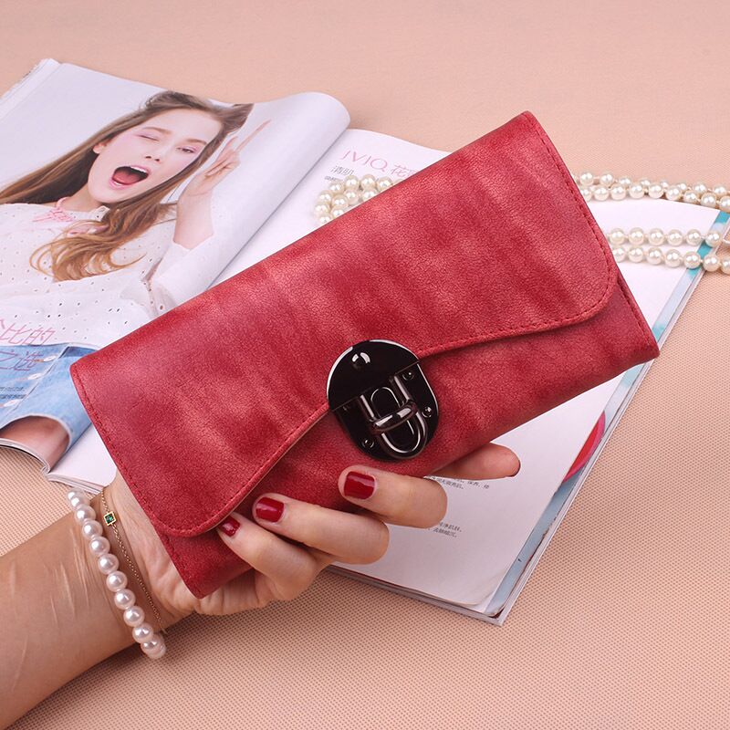2017 new wallet female long section three fold bag lock multi-functional ladies hand bag